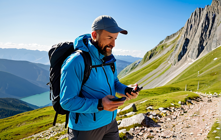 A man hiking with a Garmin Fenix 7 smartwatch.**
"A man in his 30s, fully clothed in appropriate hiking gear (hiking boots, cargo pants, a breathable athletic shirt, and a lightweight jacket), is hiking on a mountain trail with a scenic vista in the background. He's checking his Garmin Fenix 7 smartwatch on his wrist. The smartwatch display is visible, showing GPS data. The lighting is natural and bright. safe for work, appropriate content, perfect anatomy, correct proportions, well-formed hands, professional photography, high quality, family-friendly, natural pose, outdoors."
**