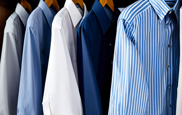 비즈니스 셔츠 브랜드 - Man Selecting Shirts in a Clothing Store**

"A well-groomed man browsing a selection of dress shirts...
