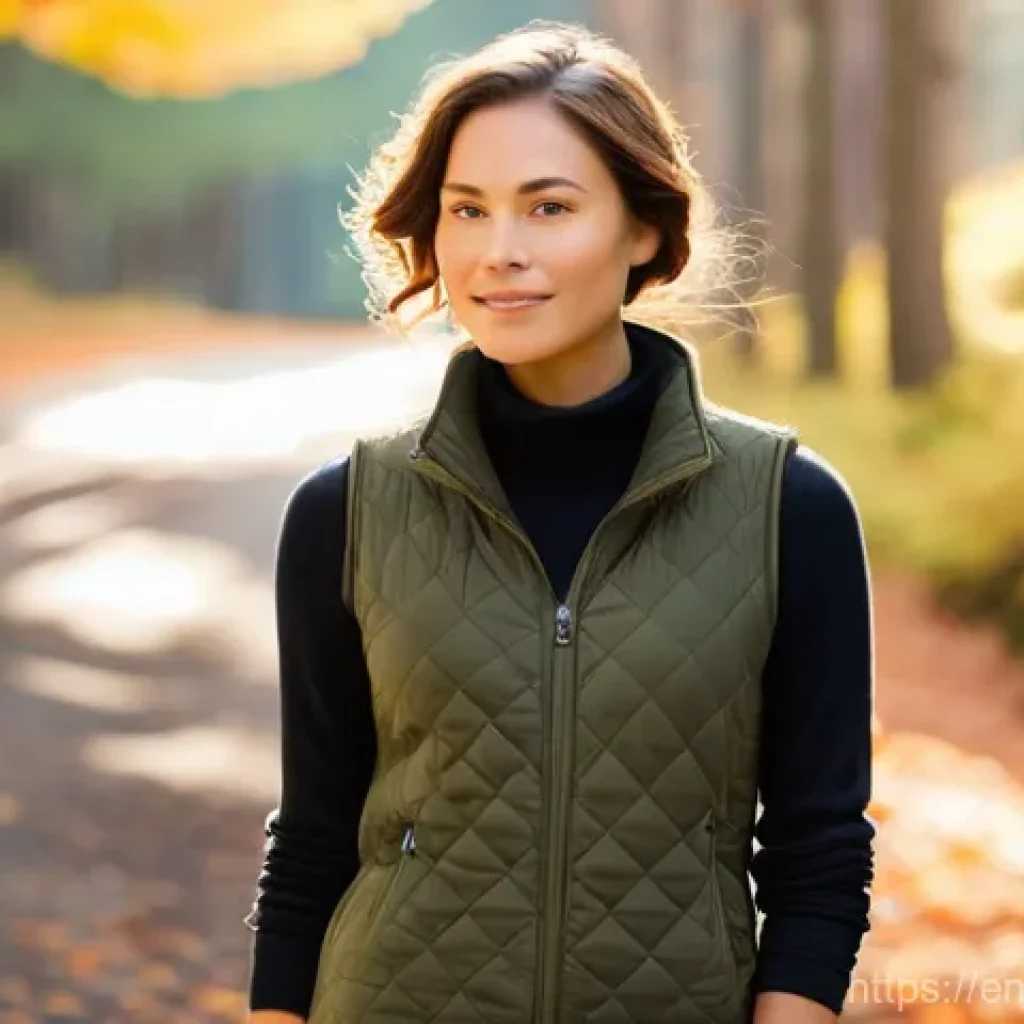 셔츠 안입는 겨울 이너 - **Prompt:** A young adult woman, with a serene and contented expression, is comfortably standing on ...