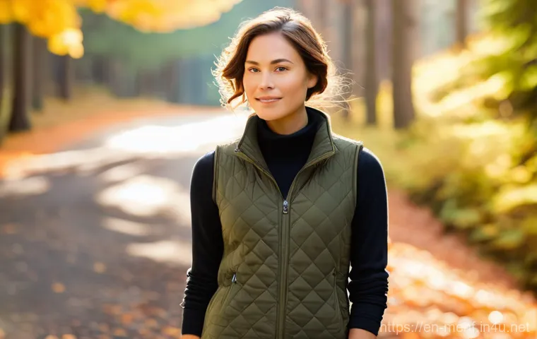 셔츠 안입는 겨울 이너 - **Prompt:** A young adult woman, with a serene and contented expression, is comfortably standing on ...