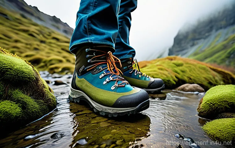 남성용 하이킹 부츠 추천 - **Prompt:** A diverse group of hikers, wearing clean, modern hiking boots with various lug patterns,...